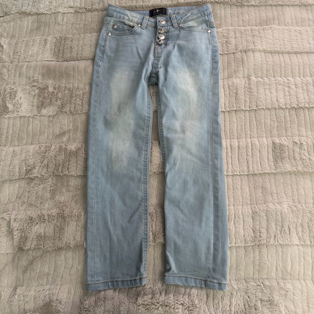 7 for all Mankind Girls Light Wash Straight Leg Adjustable Waist Size 7